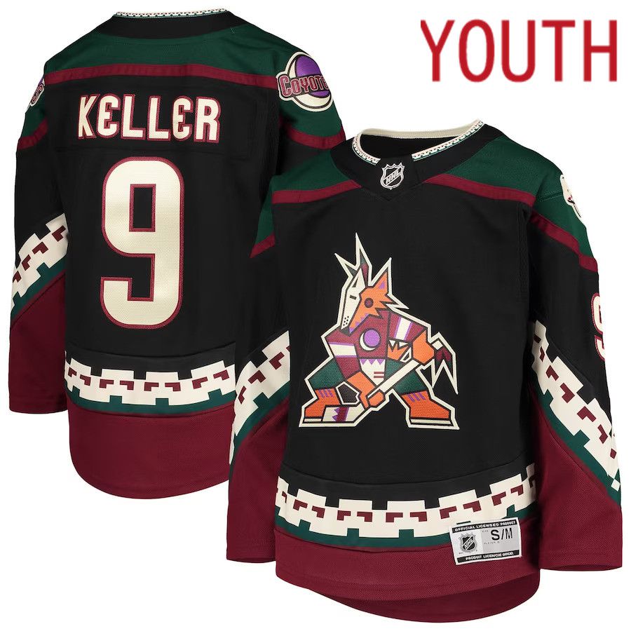 Youth Arizona Coyotes #9 Clayton Keller Black Home Premier Player NHL Jersey